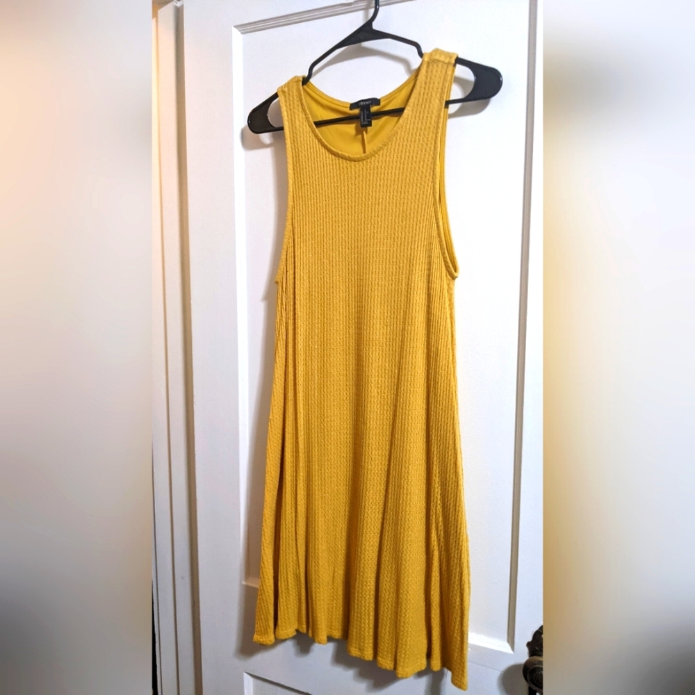 Mustard Gold waffle tank tee-shirt dress